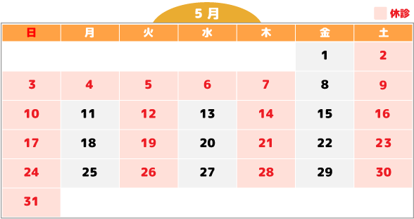 5月休診カレンダー